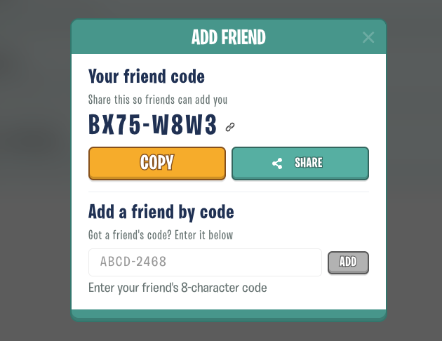 🤝 Friend Codes — add friends anywhere
